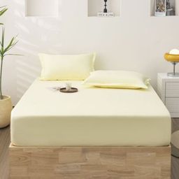 JC HOME Beige 140 TC King Bedsheet with 2 Pillow Covers-image-45