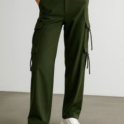 SASSAFRAS Women High-Rise Cargos Trousers with Pocket Loop Detail-picture-24