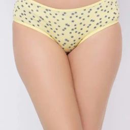 Clovia Yellow Cotton Floral Print Hipster Panty-image-36