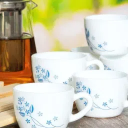 Cello White & Blue Glass Coffee Mug (0.13 L) - Set of 6-image-29