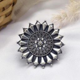 Teejh Ethnic Amodini Silver Oxidized Rings for Women-image-4