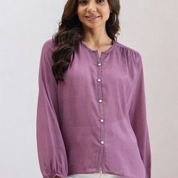 ANJIR Women Bishop Sleeves Shirt Style Top-image-4