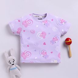 Happy Faces Kids Girls Peppa Pig Printed Pure Cotton T-Shirt-image-95