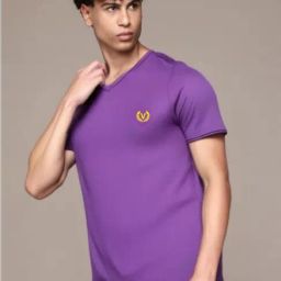 Vimal Jonney Purple Regular Fit Solid T-Shirt-picture-44