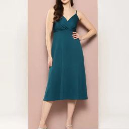 Qurvii Teal Midi Dress-image-77