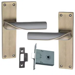 Atom MH-O56-CLOSED-BA 200 mm Zinc Brass Antique Finish Mortise Door Handle Set with Latch Lock-2