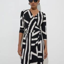 Wardrobe by Westside Black Geometric Pattern Wrap-Style Dress-15