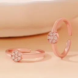 Touch925 Rose Gold Floral CZ Cluster Design Band Toe Ring for Women-picture-19