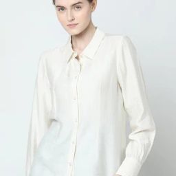 Vero Moda Cream Viscose Regular Fit Shirt-image-89