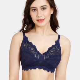 Rosaline by Zivame Blue Lace Half Coverage Double Layered Everyday Bra-image-87