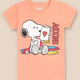 Kidsville Peach Snoopy Print T-Shirt-image-23
