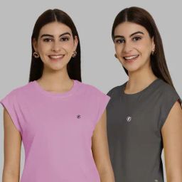 Friskers Purple & Grey Slim Fit Sports T-Shirts - Pack Of 2-image-18