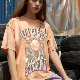 Bewakoof Orange Sunshine Vibes Graphic Printed Oversized T-shirt-image-63