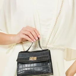 Styli Black Textured Satchel Bag-image-58