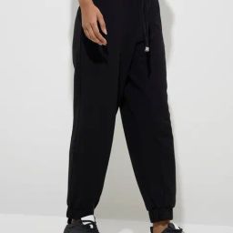 LOV by Westside Black Solid Mid-Rise Joggers-image-43