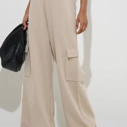 LOV by Westside Beige Cargo-Style High-Rise Cotton-Blend Pants-picture-32