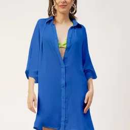 Moomaya Royal Blue Regular Fit Shirt-image-37