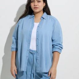 Gia by Westside Light Blue Denim Shirt-picture-11
