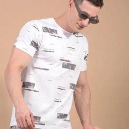 Crimsoune Club White Blended Slim Fit Printed T-Shirt-image-70