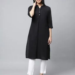 Aurelia Black Regular Fit Solid Kurta-43