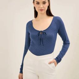 SALT Attire Blue Textured Top-picture-10