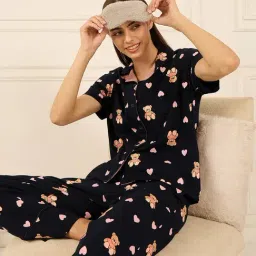 Sweet Dreams Navy Graphic Regular Fit T-Shirt & Pyjama Set-picture-9