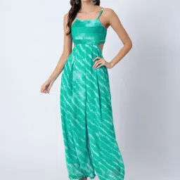 Moomaya Green Polyester Regular Fit Structured Jumpsuit-image-37