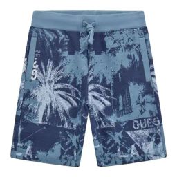 Guess Kids Blue Paradise Palms Printed Relaxed Fit Shorts-image-81