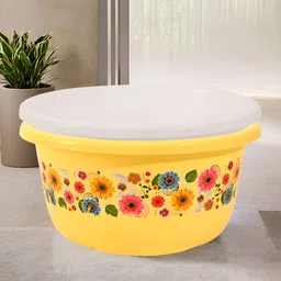 Aura White & Yellow 2 Pieces Floral Printed Glossy Multipurpose Bath Tub-image-52