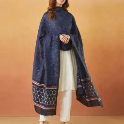 Indigo Cotton Silk Dabu Printed Dupatta-image-28