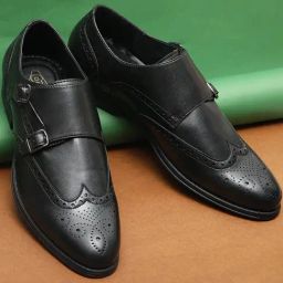 V8 By Ruosh Men's Bruno Black Monk Shoes-image-48