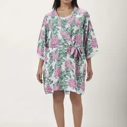 Dreamz by Pantaloons White Pink Floral Print Robe-image-49