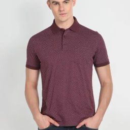 Arrow Purple Cotton Regular Fit Printed Polo T-Shirt-picture-34