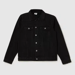 max Boys Spread Collar Solid Cotton Casual Denim Jacket-12