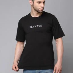 Rigo Black Slim Fit Graphic Print T-Shirt-image-61