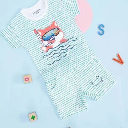 Pantaloons Baby Sea Green Cotton Printed T-Shirt Set-image-58