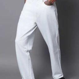 High Star White Relaxed Fit Lightly Washed Jeans-image-34