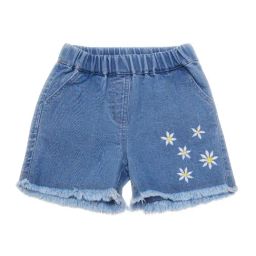 Creative Kid's Girls Blue Denim Embroidered Shorts-picture-34