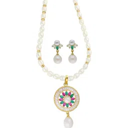 Sri Jagdamba Pearls Multicolor Alloy Classic Necklace Set-image-59