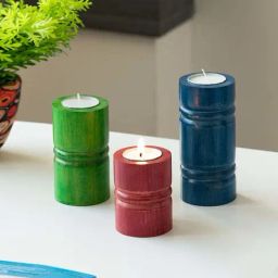 ExclusiveLane 'Jugnu Stambh' Tea Light Holder (Set of 3)-picture-24