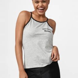 Forever 21 Grey Cotton Printed Camisole-image-5