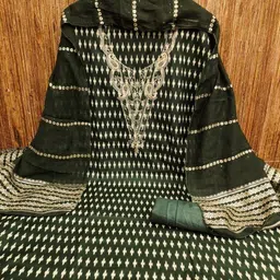 HERE&NOW Women Green Embroidered Pure Cotton Unstitched Dress Material-picture-21