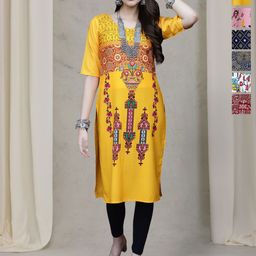 7Threads Women Ethnic Motifs Printed Thread Work Floral Crepe Kurta-image-96
