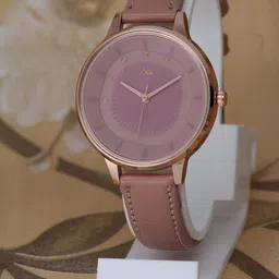 VIRAKTI Women Brass Embellished Dial & Leather Straps Analogue Watch H-01-PINK-image-93