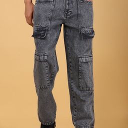 V-Mart Men Regular Fit Light Fade Cotton Cargo Styles Jeans-image-58