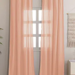 HOMEMONDE Peach-Coloured Set of 2 Sheer Window Curtain-14