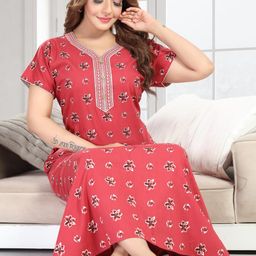 TRUNDZ Floral Printed Pure Cotton Nightdress-image-23