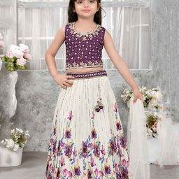 Lagorii Girls Floral Embroidered Beads and Stones Ready to Wear Lehenga & Blouse-picture-14