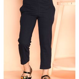 Kids Cave Ankle Length 100% Cotton Bio Washed Solid Track Pant - Dark Blue-image-57