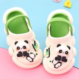 Oh! Pair Slip On Clogs with Panda Applique - Green-image-81